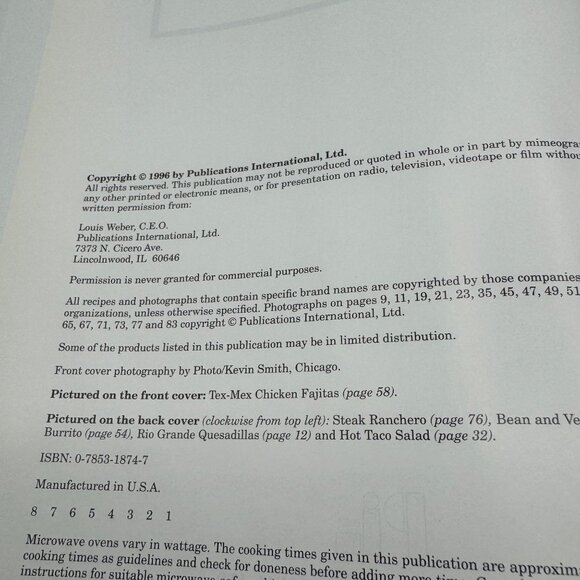 Sizzling Mexican Recipes Hardcover Cookbook By Publications International - Picture 6 of 6